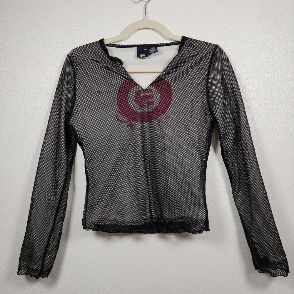 Vintage y2k Etnies Medium Mesh Skater Skate Long Sleeve Baby Doll Shirt Tee